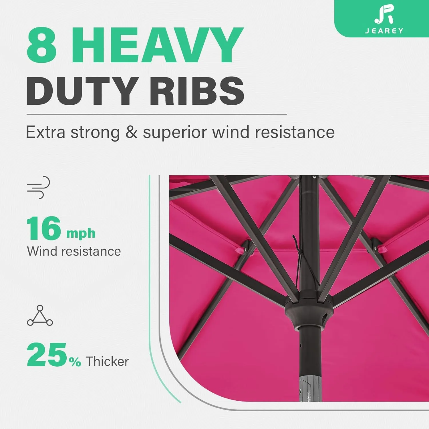 JEAREY 9' 2-Tiers Patio Umbrellas Outdoor Table Market Umbrella w/Push Button Tilt/Crank, 8 Sturdy Ribs, UV Protection Waterproof Sunproof(Rose Pink)