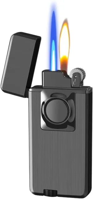 Jet Torch Cigar Lighter, Soft/Jet Flame Switchable Cigarette Lighter with Flame Adjustable, Refillable Butane Lighter, Great Gift for Man, Birthday, Christmas (Black)
