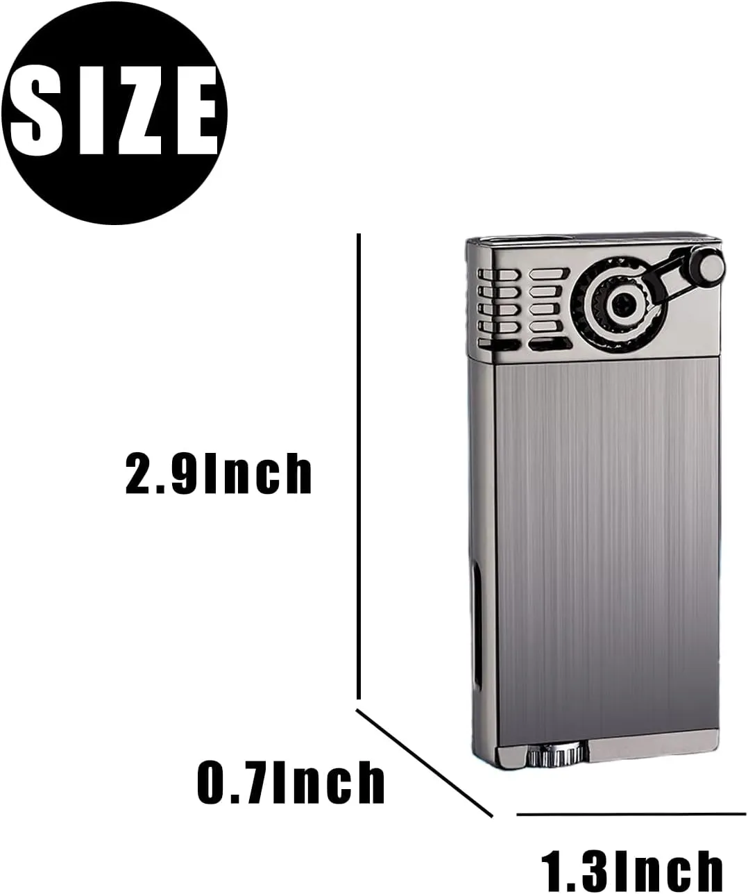 Jet Torch Lighters Butane Refillable Visible Fuel Window, Cool Metal Gear Design, Unique for Men Candles Camping BBQ Gift Ideas(No Gas) (Black)