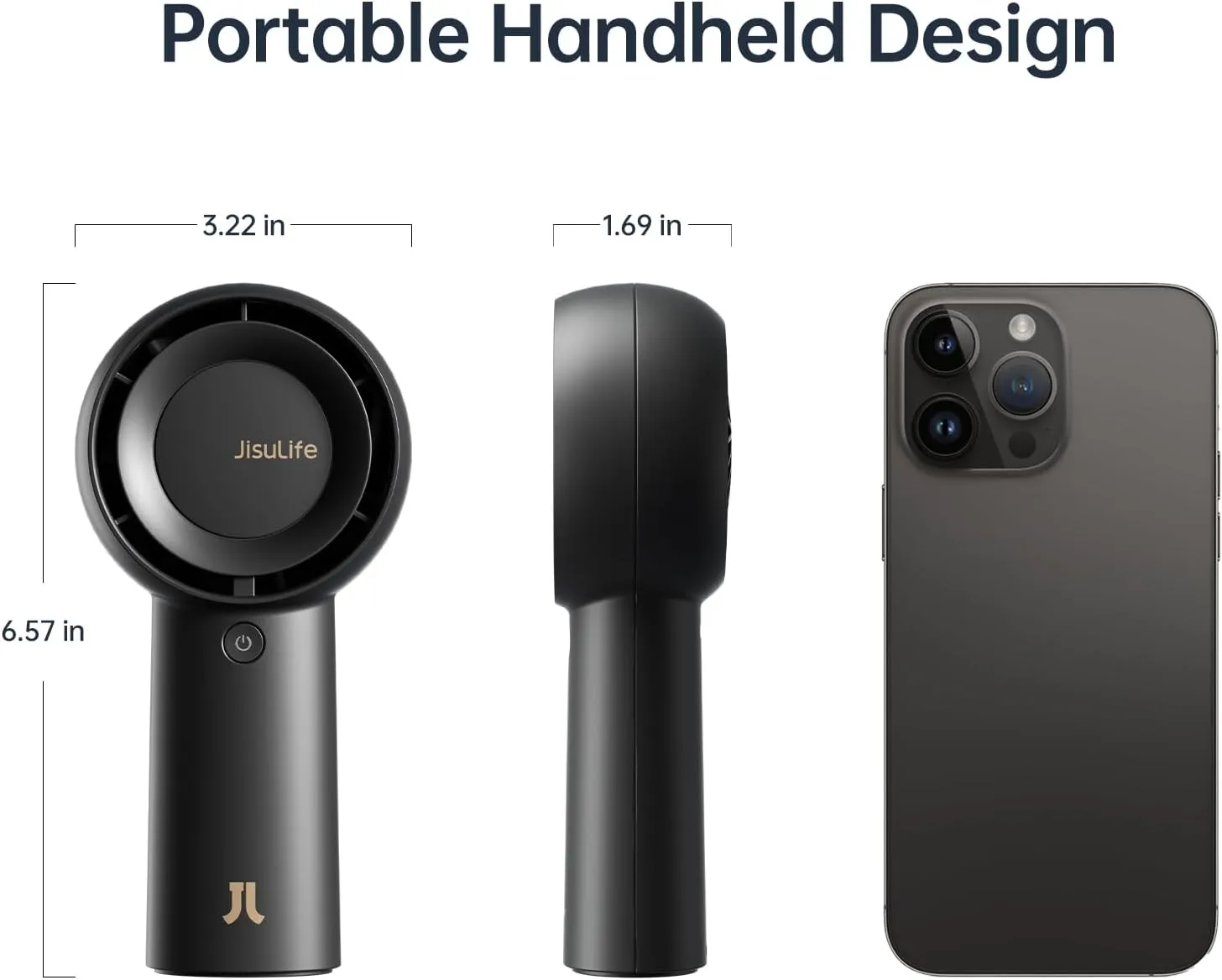 JISULIFE Portable Handheld Turbo Fan [18H Max Cooling Time], 6000mAh USB Rechargeable Personal Battery Operated Lash Small Pocket Fan with 5 Speeds for Travel/Outdoor/Vacation/Concerts- Black