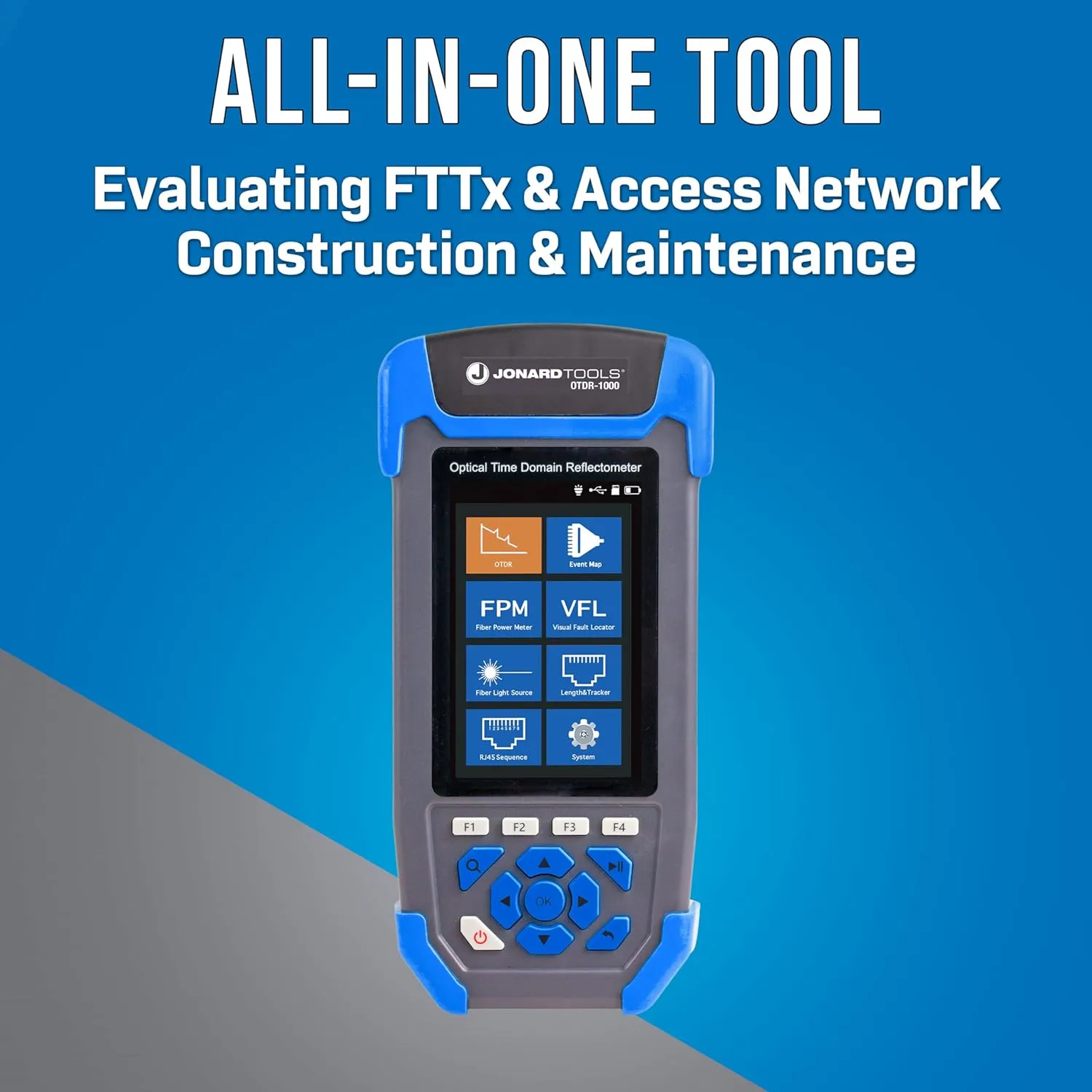 JONARD TOOLS OTDR-1000 Multi-Function OTDR with OTDR, Event Map, Power Meter, Light Source, VFL, Network Cable Tester, and More, Black