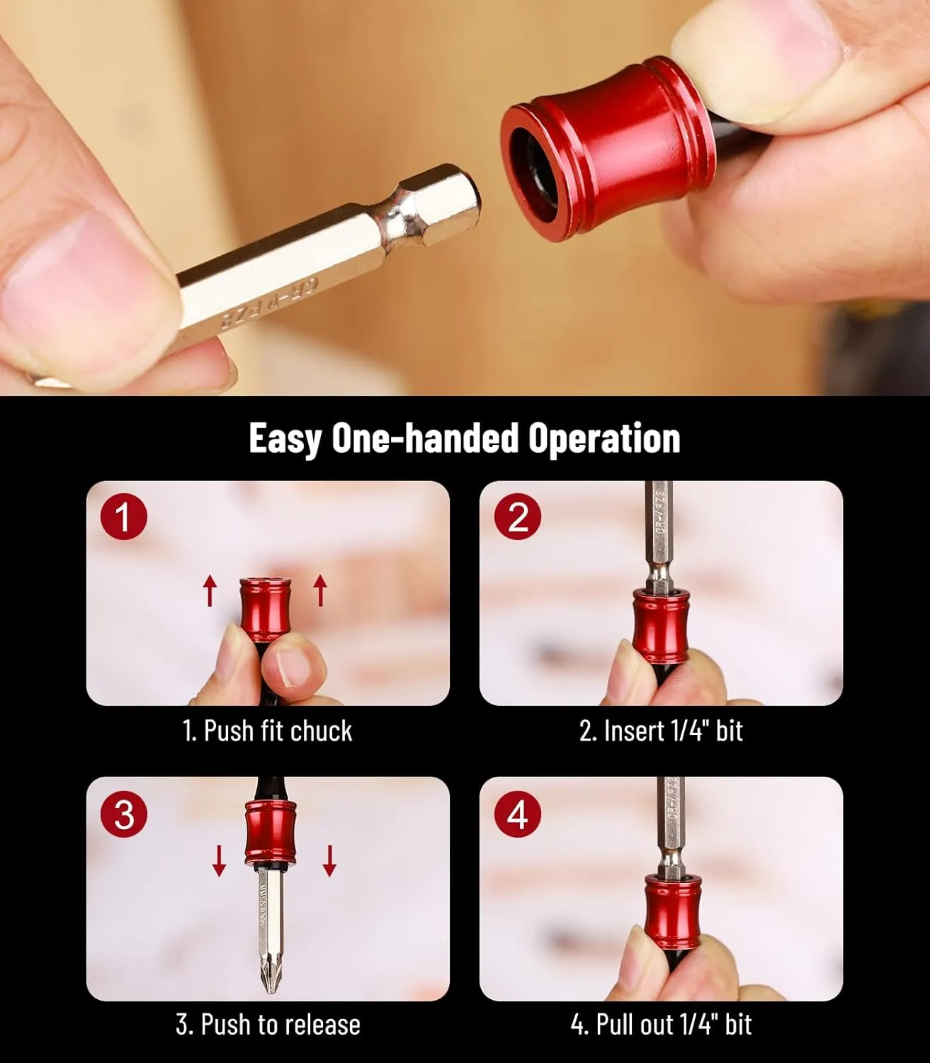 Katerk Portable Bit holder Keychain 12pcs Holders and 2pcs Connection Rods, 1/4 inch Hex Shank Screwdriver Bits Retainer, Quick Realease Bar Drill Screw Adapter Light-weight