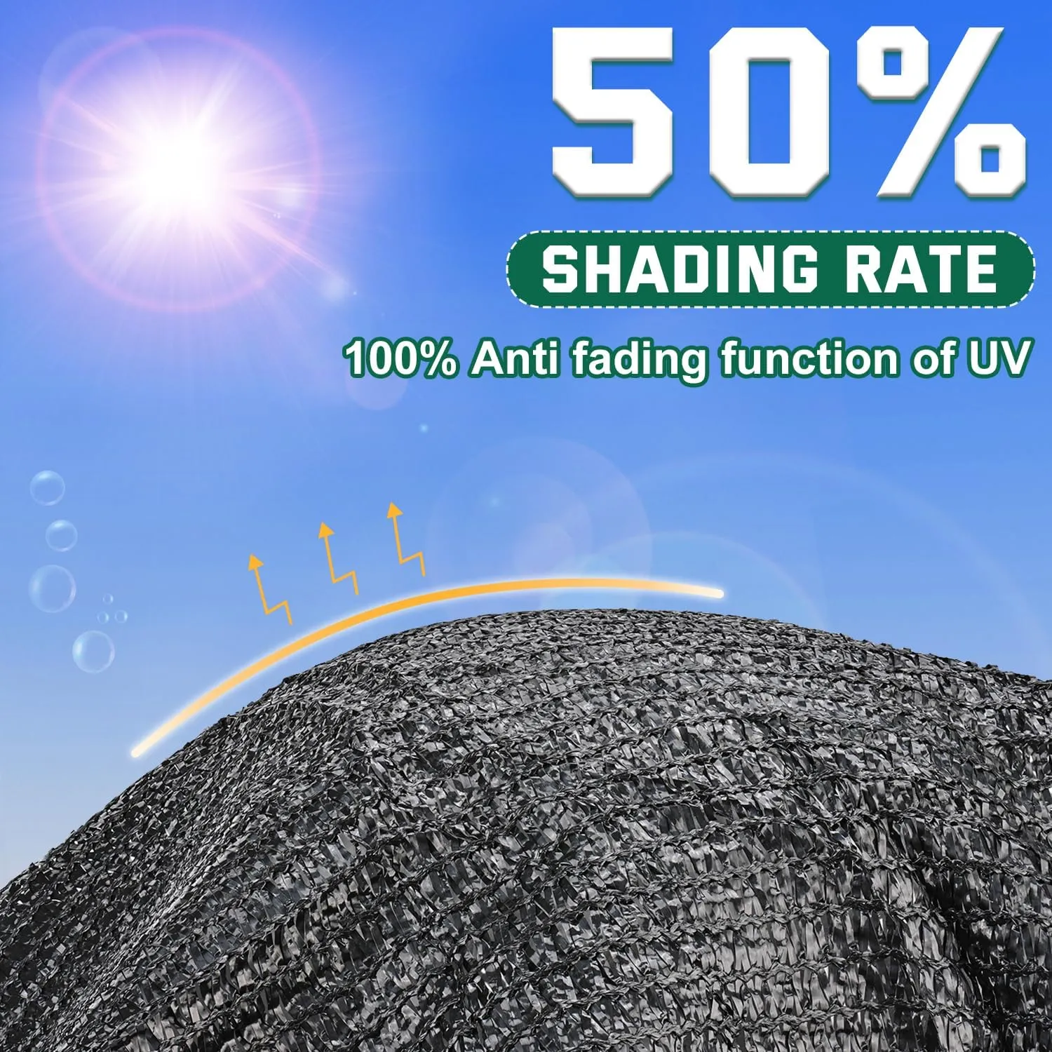 Kesfitt Garden 50% Shade Cloth, Resistant Sun Shade Net 8x20FT Mesh Tarp with HDPE Material and Reinforced Grommets Shade Trap for Greenhouse, Plant, Pergola, Backyard Patio Sunshade