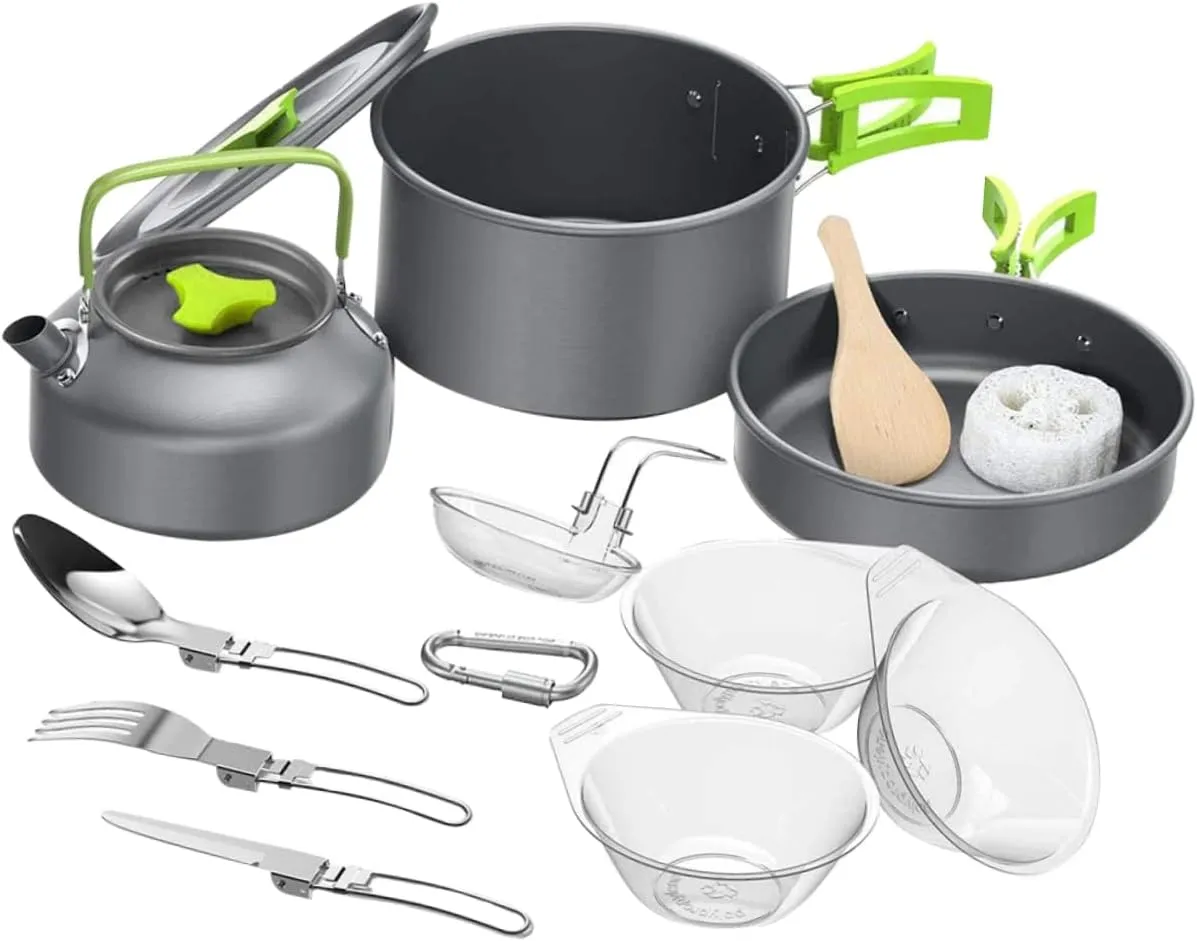 KESYOO Camping Picnic Cookware Pot Cooking Tool Set Space-Saving Portable Camping Utensils