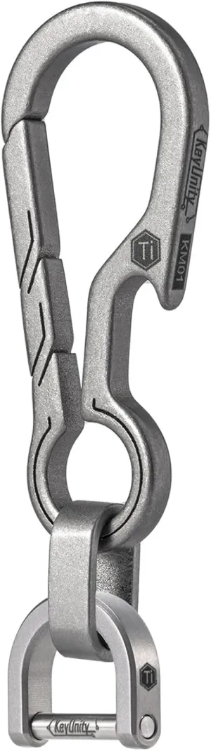 KeyUnity KM01 Titanium EDC Keychain Clip with Bottle Opener, Quick Release Carabiner Key Ring Holder for Men