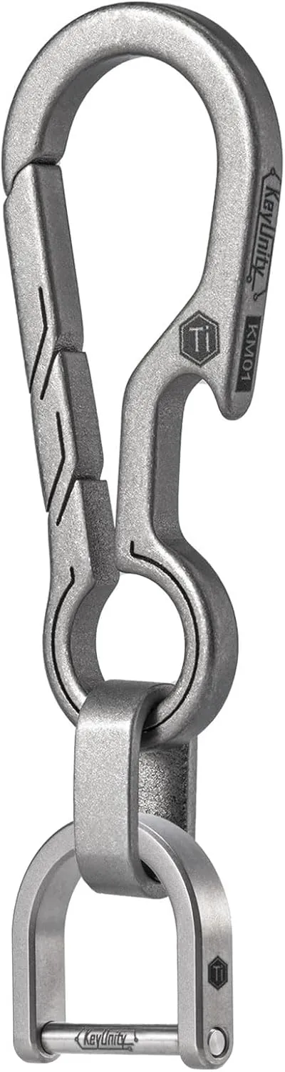 KeyUnity KM01 Titanium EDC Keychain Clip with Bottle Opener, Quick Release Carabiner Key Ring Holder for Men