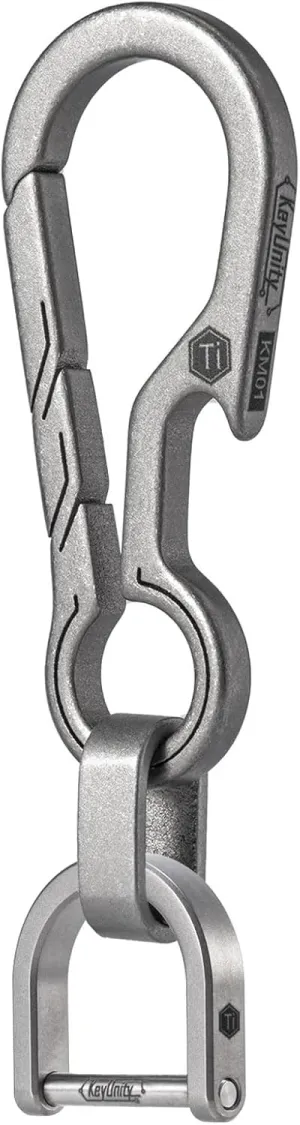 KeyUnity KM01 Titanium EDC Keychain Clip with Bottle Opener, Quick Release Carabiner Key Ring Holder for Men
