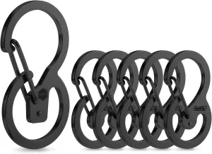 KeyUnity Stainless Steel Carabiner Mini Clips, Key Holder Organizer Keychain for Keys, Flashlight, Folding Knife & Whistles