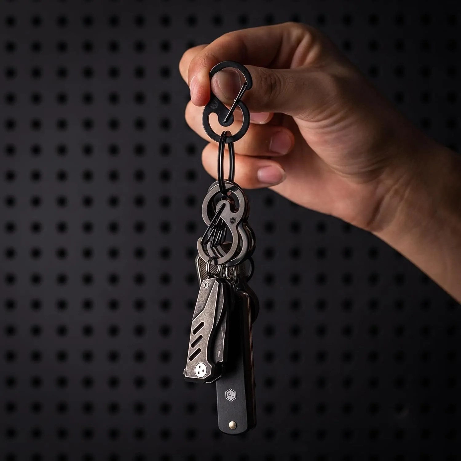 KeyUnity Stainless Steel Carabiner Mini Clips, Key Holder Organizer Keychain for Keys, Flashlight, Folding Knife & Whistles