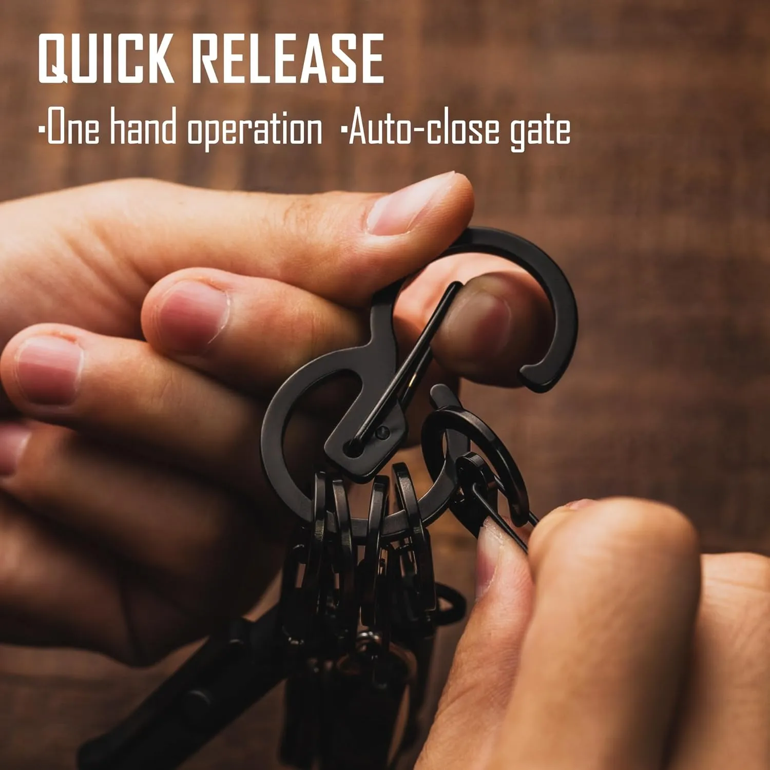 KeyUnity Stainless Steel Carabiner Mini Clips, Key Holder Organizer Keychain for Keys, Flashlight, Folding Knife & Whistles