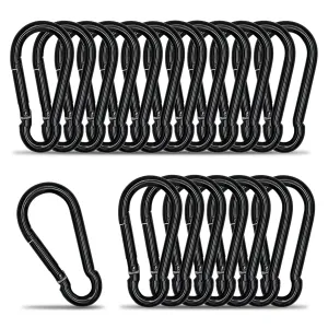 KINLINK 20 Pack Black Carabiner Clip, 3.15 inch Heavy Duty Spring Snap Hook, Small Caribeener Clips for Outdoor Camping, Swing Set, Hammock, Hiking Travel, Fishing, Quick Link Keychain