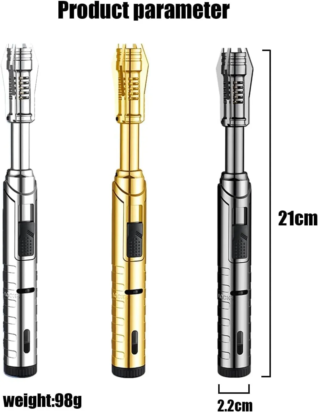 Kitchen Cooking Torch Lightsaber Lighter Adjustable Flame, Professional Gift for Chef, Refillable Butane Lighter for Kitchen, Camping BBQ, Outdoor Essential, Men's Gift(Chrome)