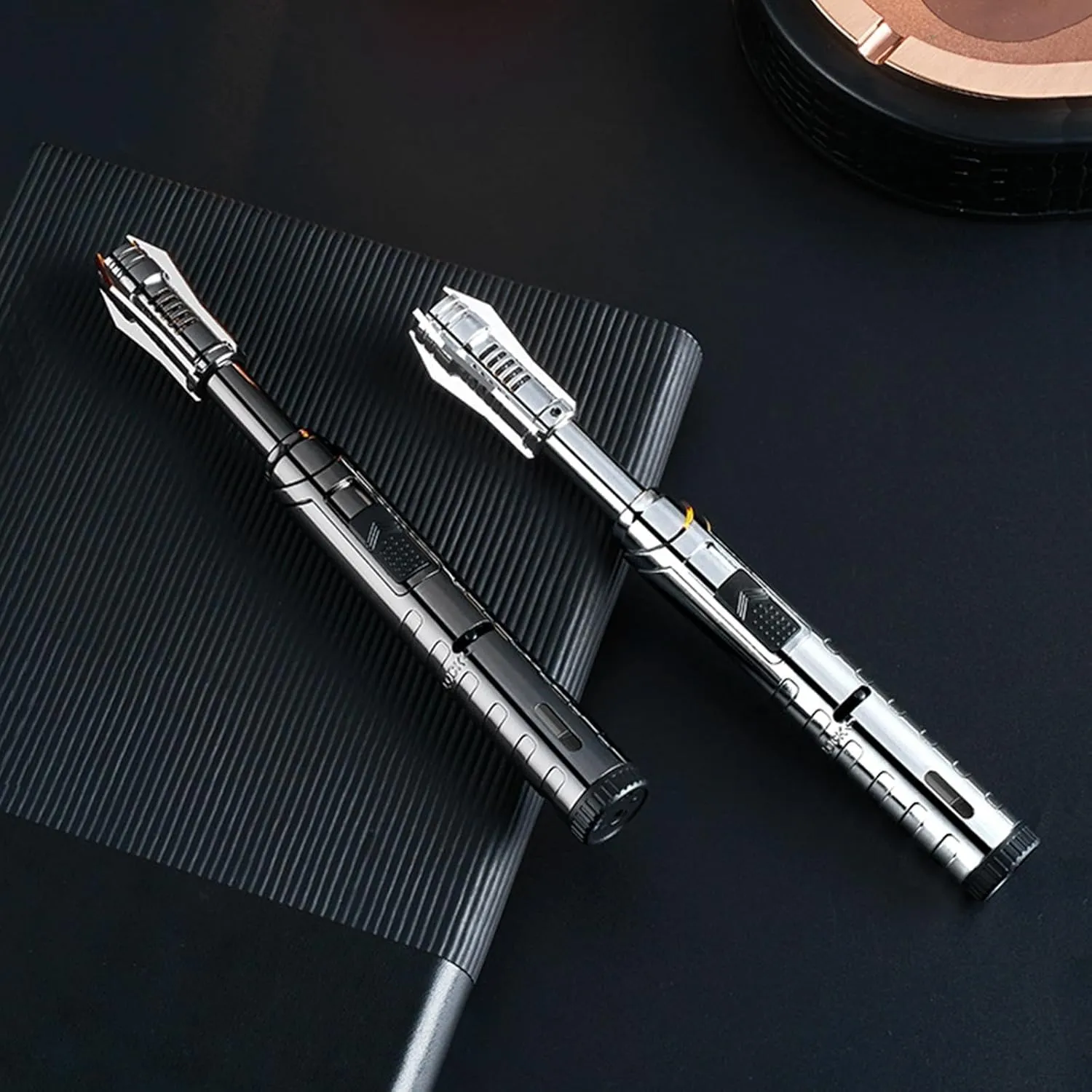 Kitchen Cooking Torch Lightsaber Lighter Adjustable Flame, Professional Gift for Chef, Refillable Butane Lighter for Kitchen, Camping BBQ, Outdoor Essential, Men's Gift(Chrome)