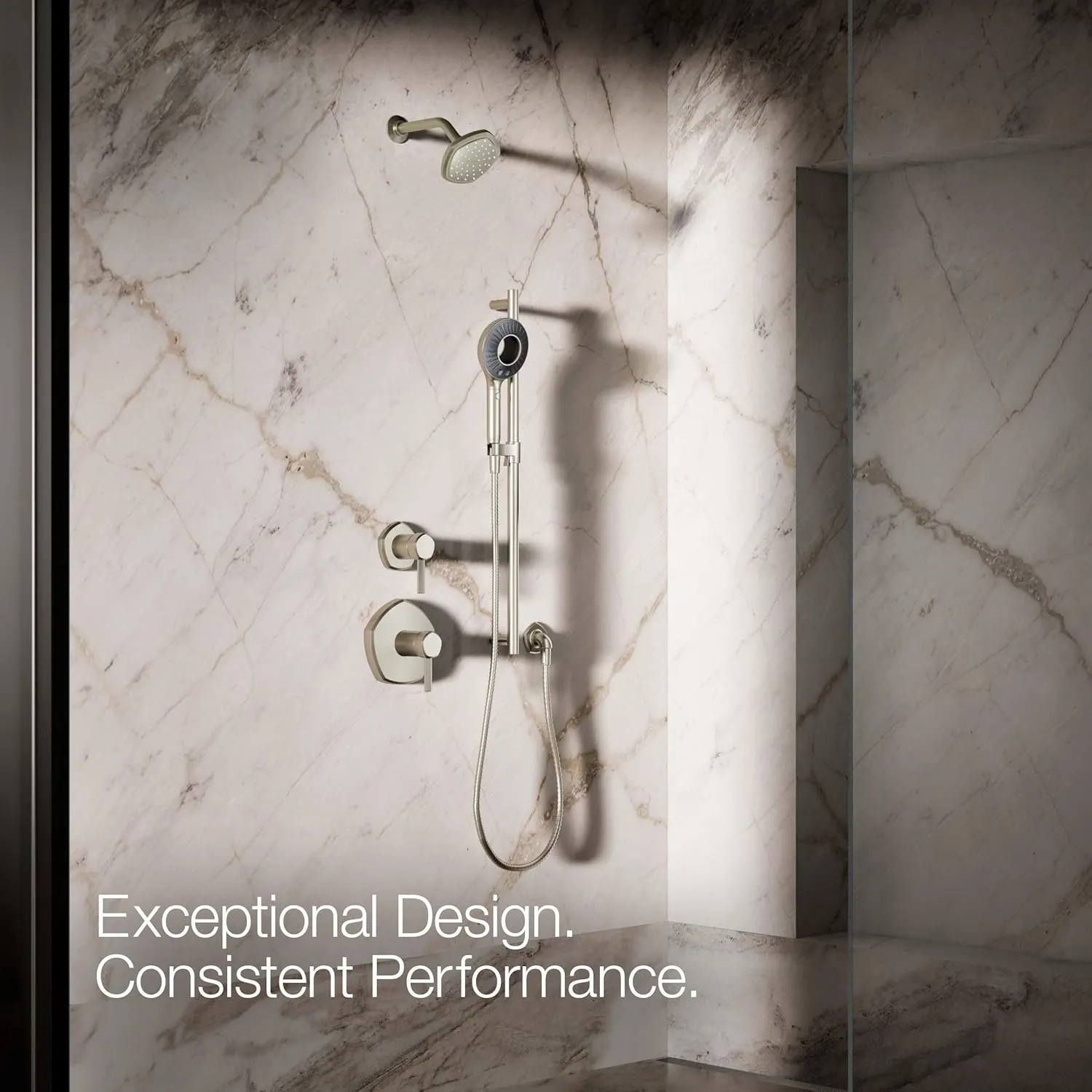 KOHLER K-28681-G-BN SpaViva Two-Function Handheld Showerhead, Round High Pressure Shower Head, Compatible with SpaViva Cleansing Device, 1.75 GPM, Vibrant Brushed Nickel