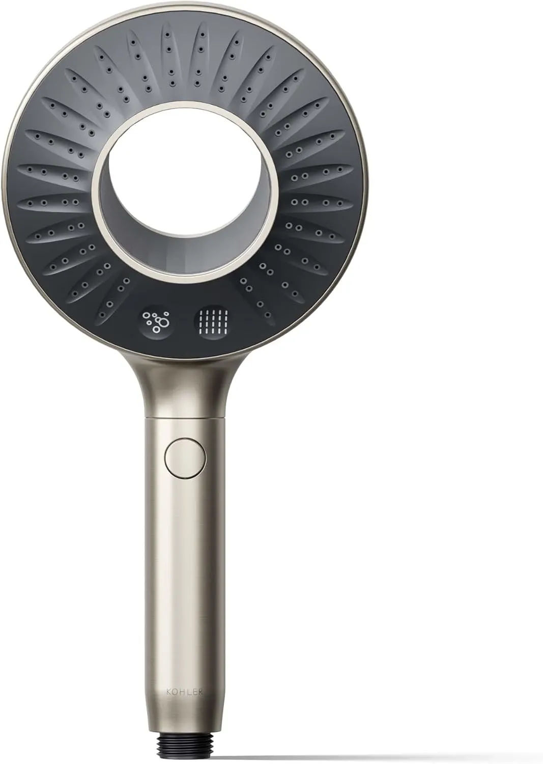 KOHLER K-28681-G-BN SpaViva Two-Function Handheld Showerhead, Round High Pressure Shower Head, Compatible with SpaViva Cleansing Device, 1.75 GPM, Vibrant Brushed Nickel
