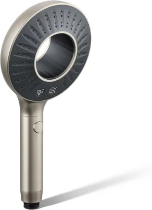 KOHLER K-28681-G-BN SpaViva Two-Function Handheld Showerhead, Round High Pressure Shower Head, Compatible with SpaViva Cleansing Device, 1.75 GPM, Vibrant Brushed Nickel