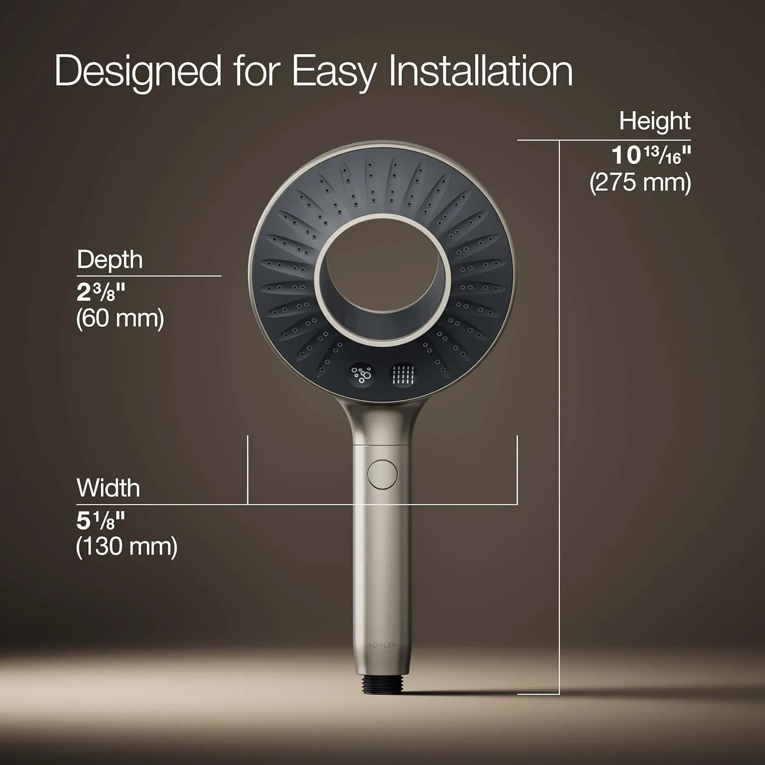 KOHLER K-28681-G-BN SpaViva Two-Function Handheld Showerhead, Round High Pressure Shower Head, Compatible with SpaViva Cleansing Device, 1.75 GPM, Vibrant Brushed Nickel