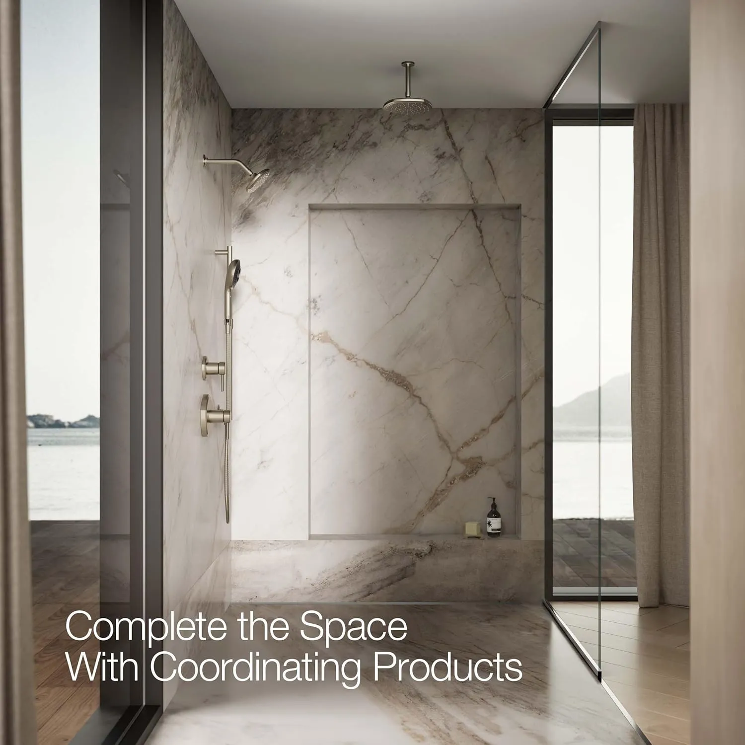 KOHLER K-28681-G-BN SpaViva Two-Function Handheld Showerhead, Round High Pressure Shower Head, Compatible with SpaViva Cleansing Device, 1.75 GPM, Vibrant Brushed Nickel