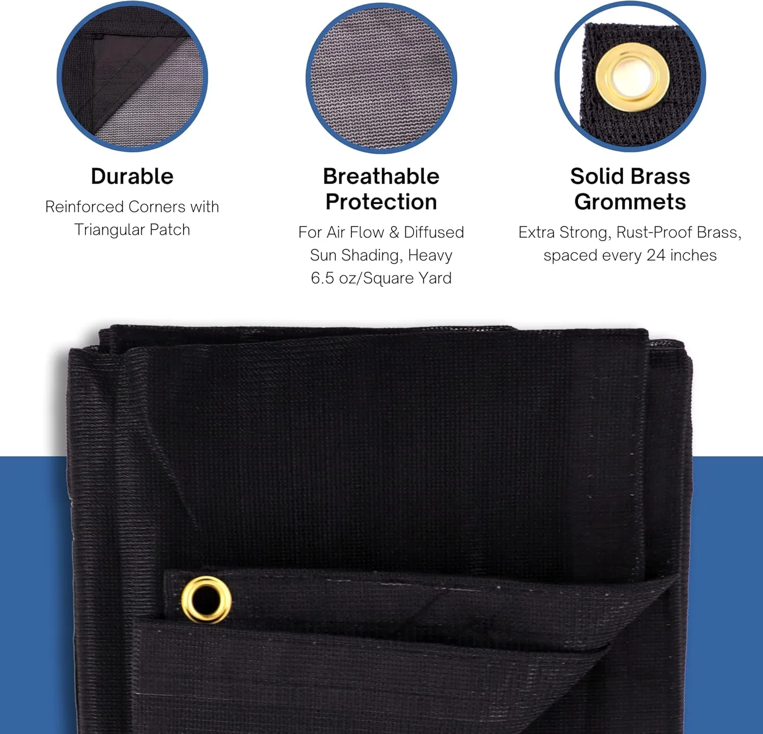 Kotap 8 x 18 Ft. Reinforced Shade/Truck Tarp for Debris Coverage, Partial Sun Coverage, Air Flow/Breathability Mesh, 6.5 oz/sq Yard, MESH-0818, Black (1-Pack)