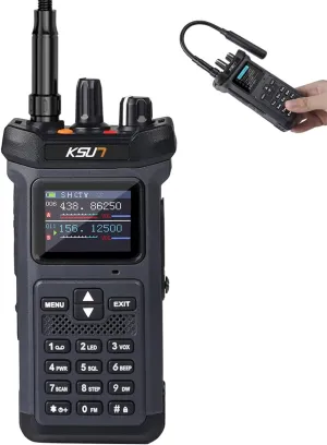 KSUN UV119D GMRS Radio Handheld Multi Band Receiving Two Way Radio Long Range Walkie Talkie w/11.8-inch Gooseneck Antenna, AM/FM Reception, NOAA Weather Receiver, Portable Emergency Radio