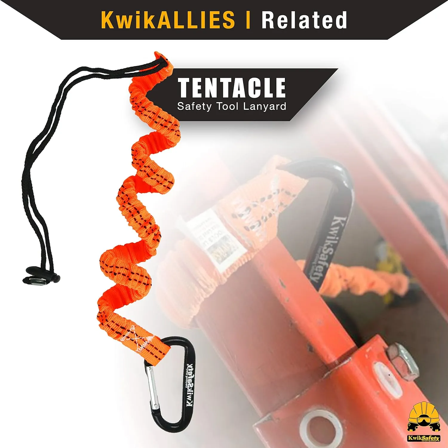 KwikSafety - Charlotte, NC - Octopus [3 Pack] Heavy Duty Tool Lanyard w/Twist Lock & Clip Carabiners Coiled Retractable Bungee Interchangeable Buckle Straps Adjustable Clip Locks