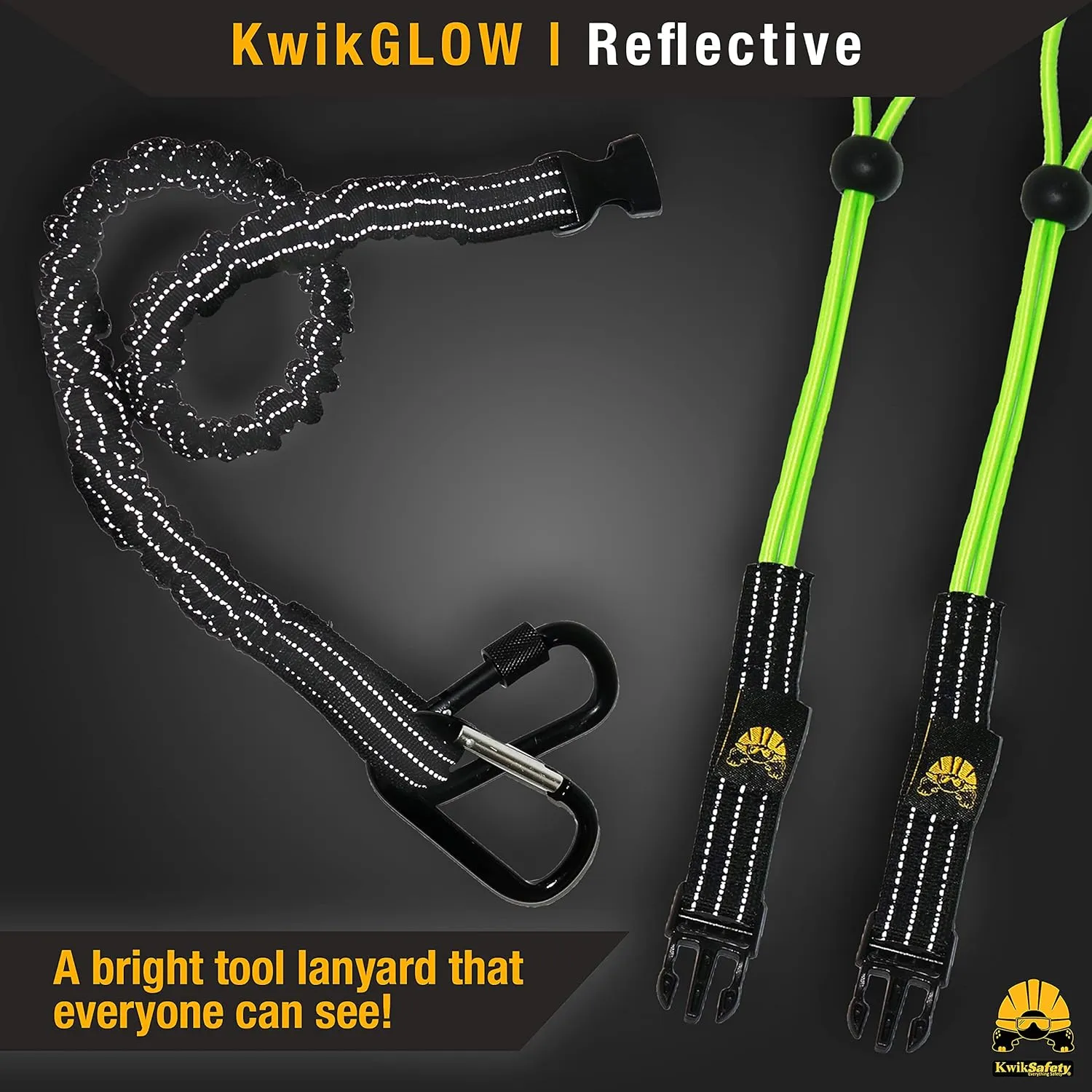 KwikSafety - Charlotte, NC - Octopus [3 Pack] Heavy Duty Tool Lanyard w/Twist Lock & Clip Carabiners Coiled Retractable Bungee Interchangeable Buckle Straps Adjustable Clip Locks