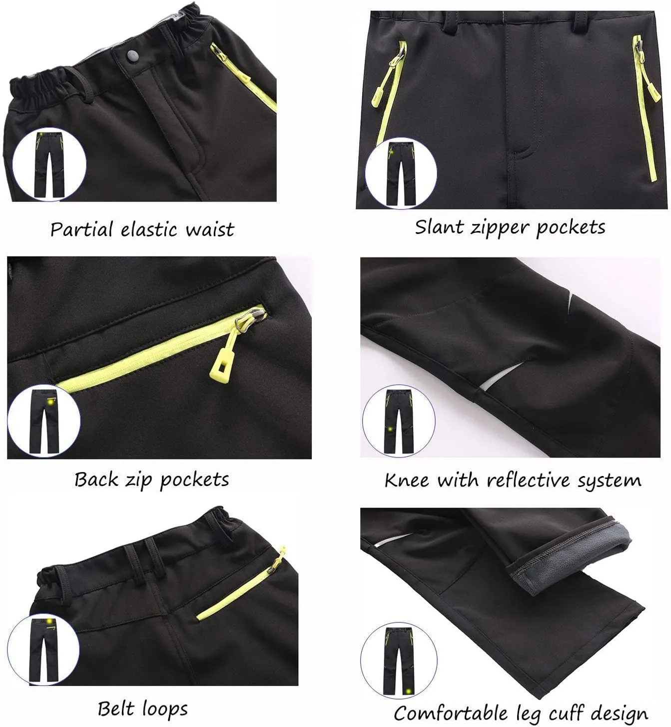 LANBAOSI Kids Boys Girls Waterproof Outdoor Hiking Pants Warm Fleece Lined
