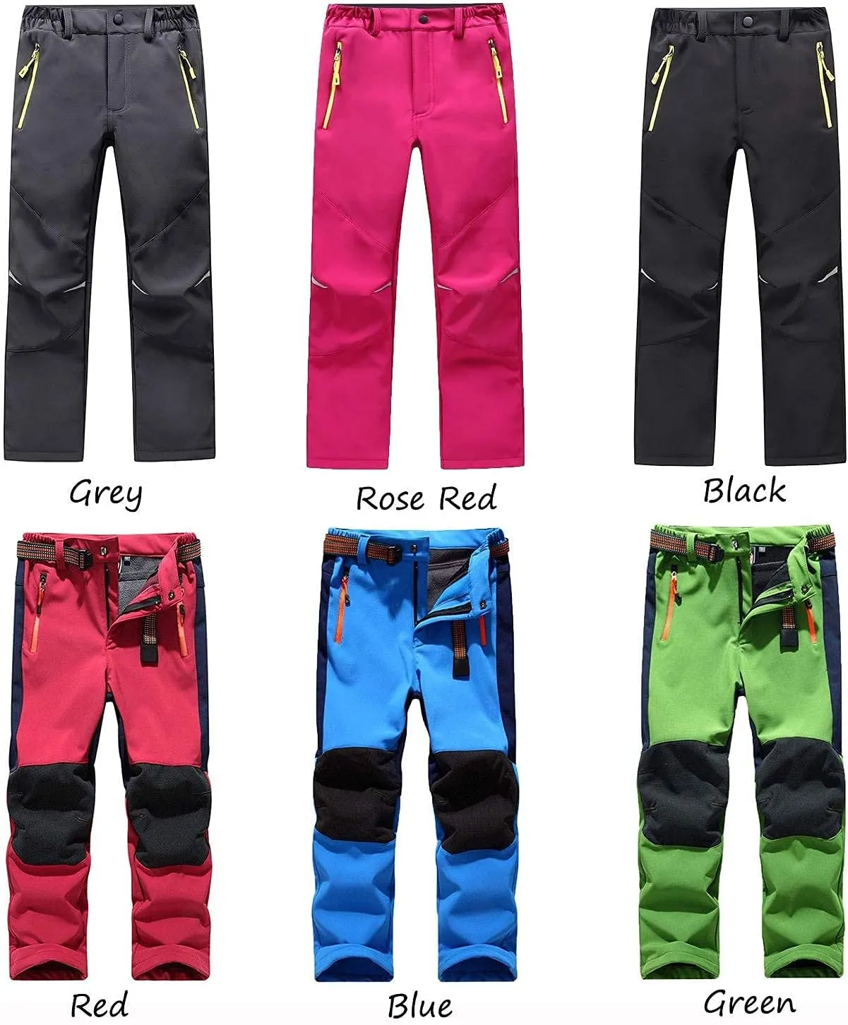 LANBAOSI Kids Boys Girls Waterproof Outdoor Hiking Pants Warm Fleece Lined