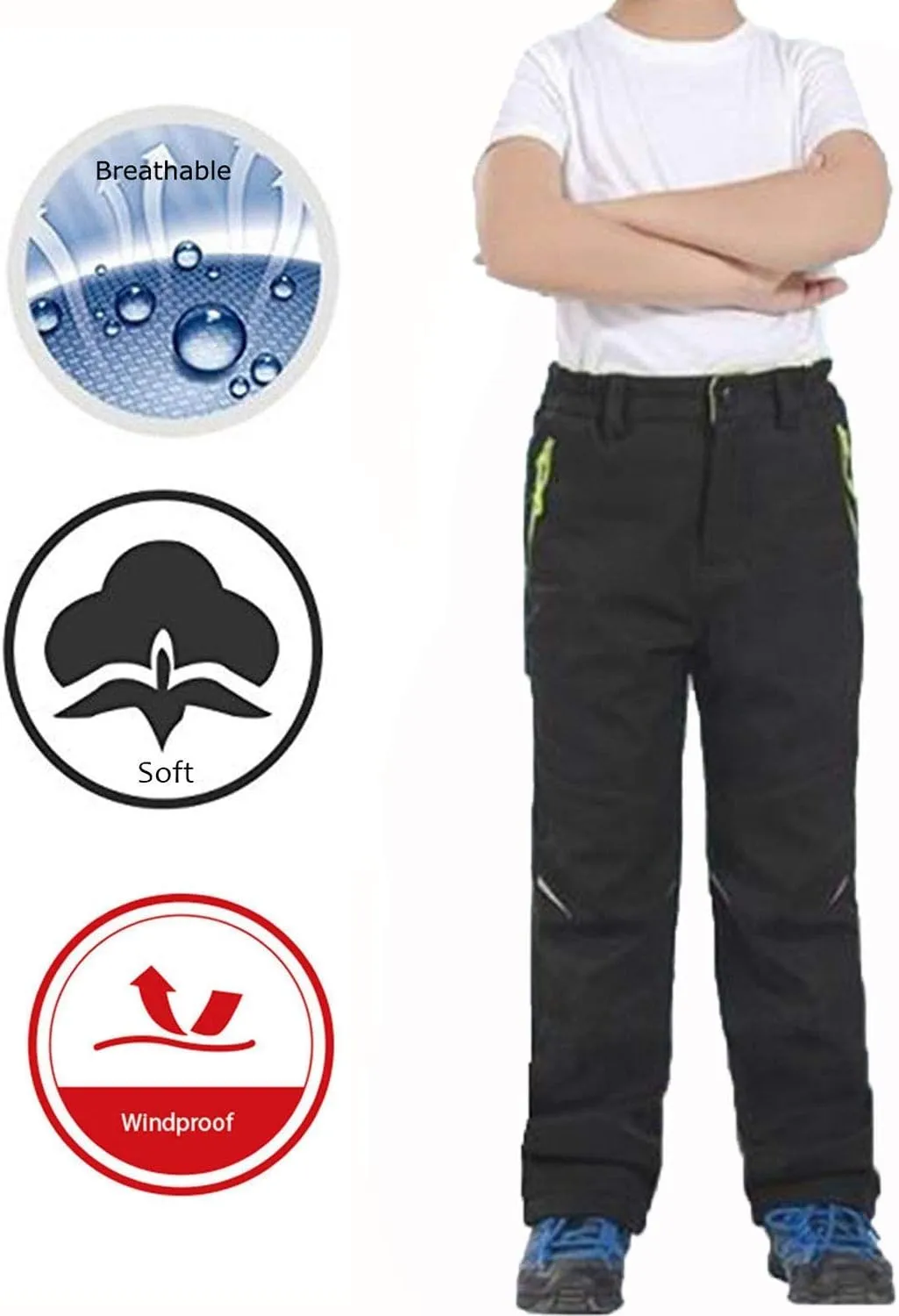 LANBAOSI Kids Boys Girls Waterproof Outdoor Hiking Pants Warm Fleece Lined