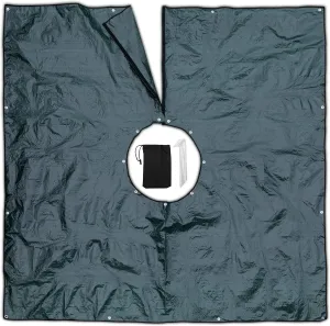 Landscape Tarp 8x8ft - 22" Center Hole to Fasten Around Trees and Shrubs - Complete with Garden Stakes