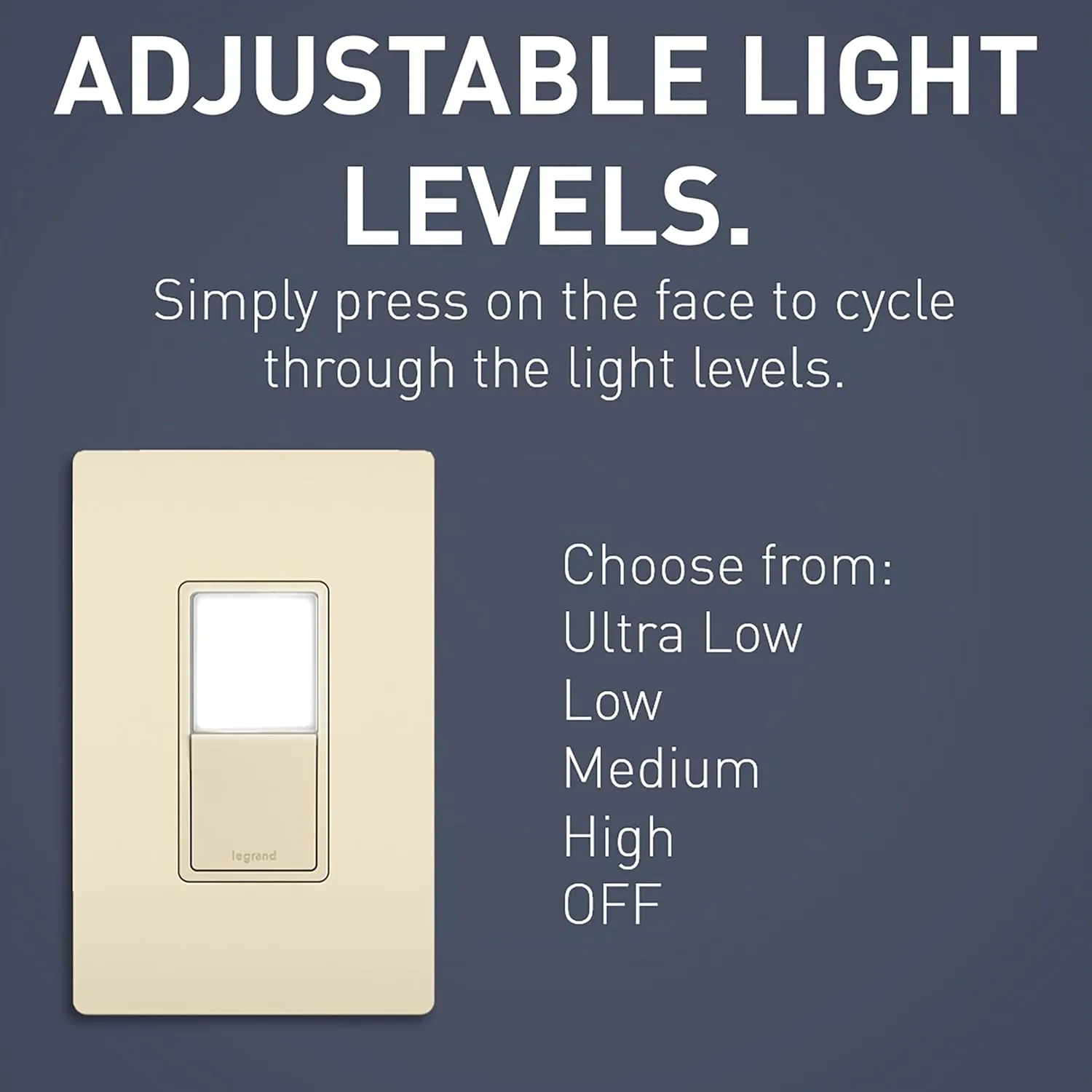 Legrand radiant NTL873LACC6 15 Amp Combination Adjustable LED Night Light and 3-Way Decorator Rocker Switch for Hallways or Kids Bedrooms, Light Almond (1 Count)