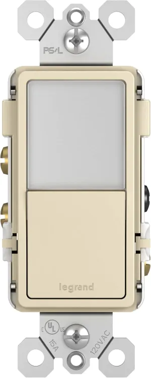Legrand radiant NTL873LACC6 15 Amp Combination Adjustable LED Night Light and 3-Way Decorator Rocker Switch for Hallways or Kids Bedrooms, Light Almond (1 Count)