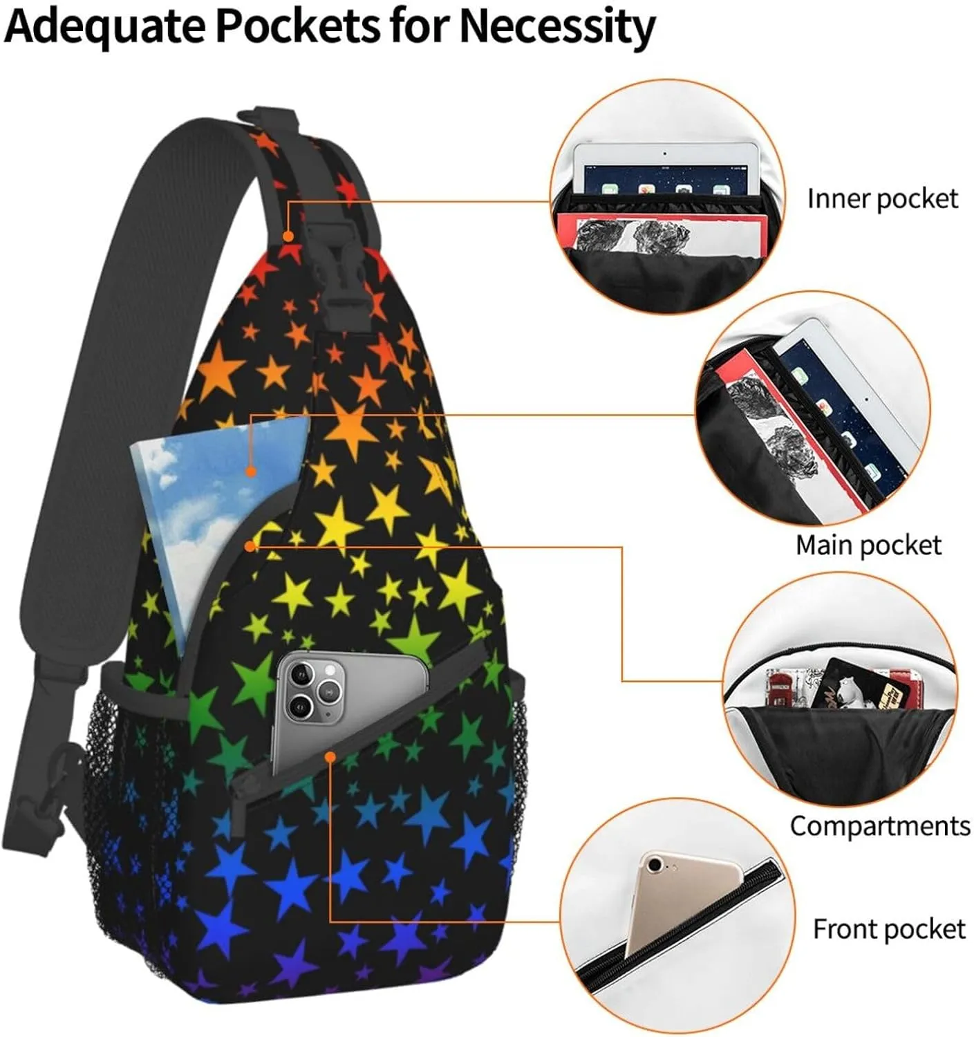 LGBT Gay Pride Sling Bag,Multipurpose Crossbody Backpack Shoulder Chest Bag for Women Men Travel Hiking Daypack