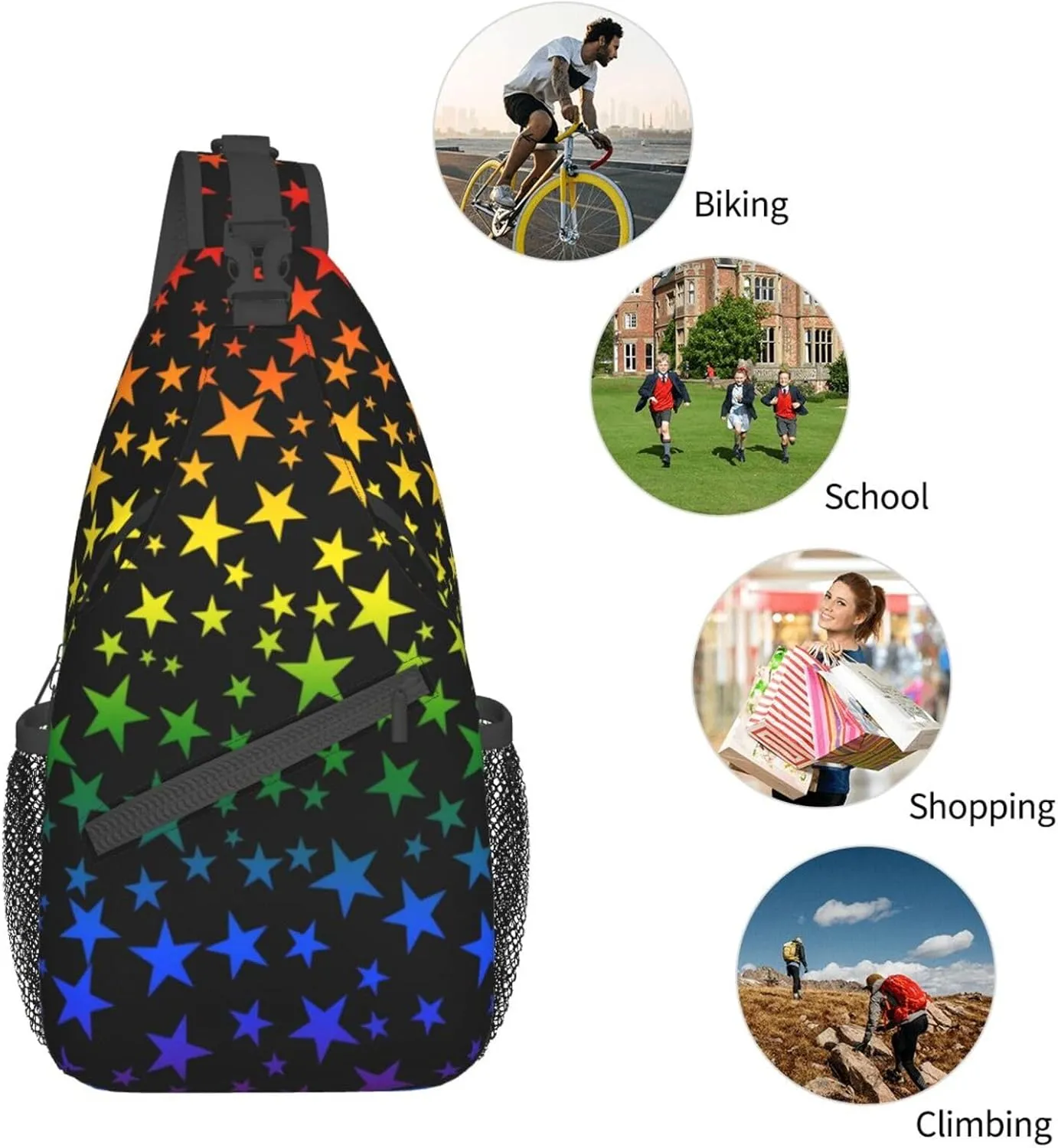 LGBT Gay Pride Sling Bag,Multipurpose Crossbody Backpack Shoulder Chest Bag for Women Men Travel Hiking Daypack