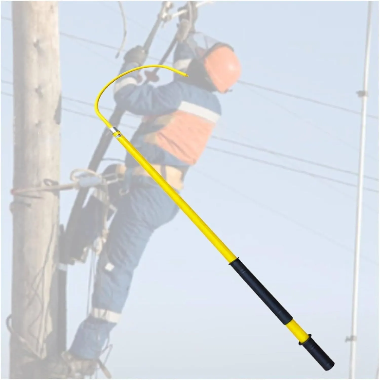 Lightweight High Voltage Insulated Rescue Pole, Rescue Hook Life-Saving Pull Rod, Anti Electric Shock Rescue Pole,Safety and Defense Tools for Emergency Care,Yellow-2m/6.5ft/78.7in