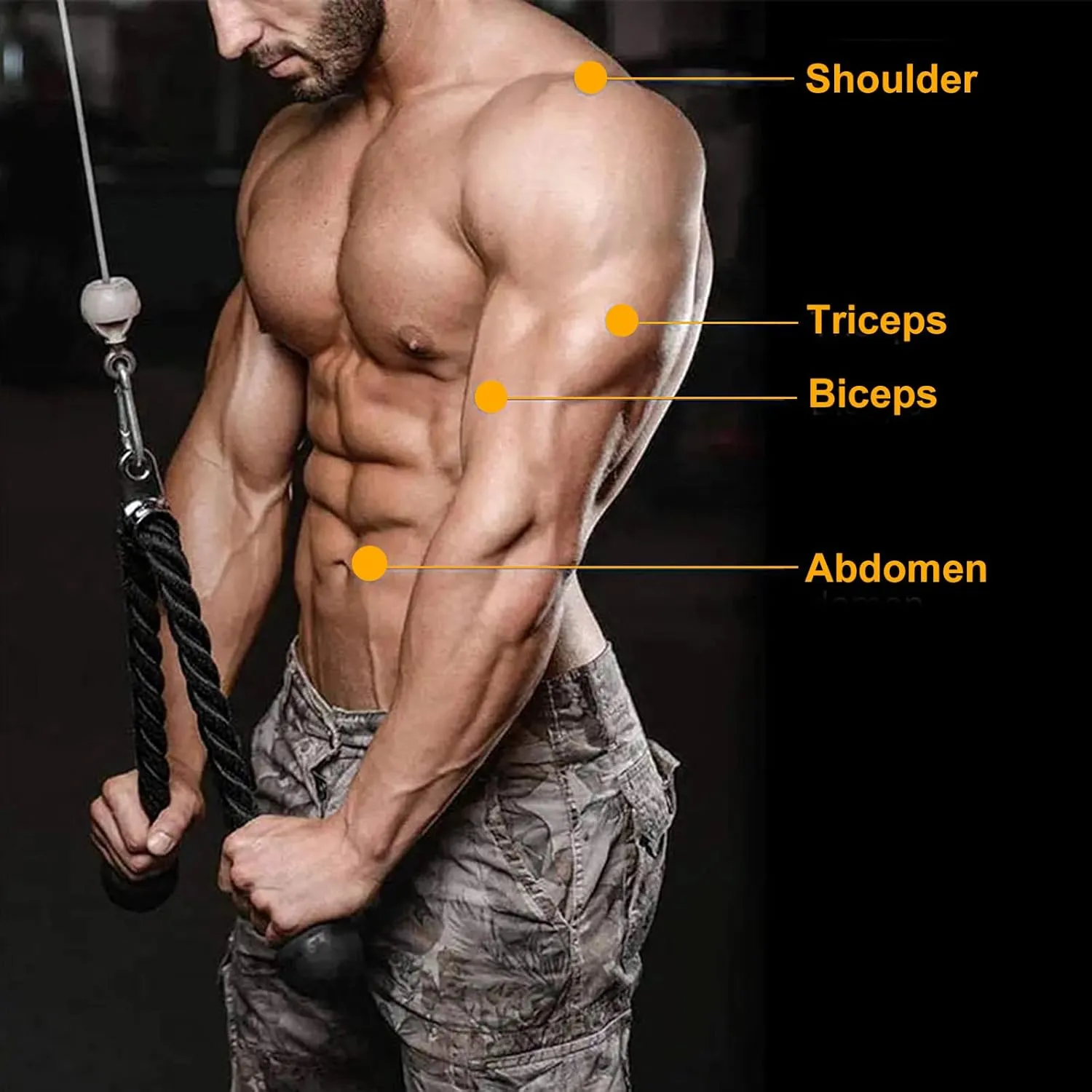 Long Tricep Rope for Home Gym Pulley System,46"/54" Rope Pull Down Attachment, Tricep Rope Cable Attachment, Tricep Pull Down Rope for Public Gym