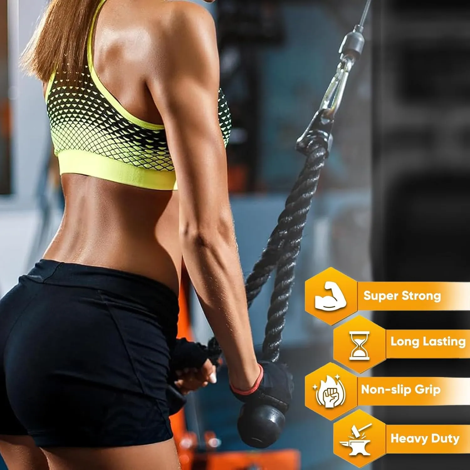 Long Tricep Rope for Home Gym Pulley System,46"/54" Rope Pull Down Attachment, Tricep Rope Cable Attachment, Tricep Pull Down Rope for Public Gym