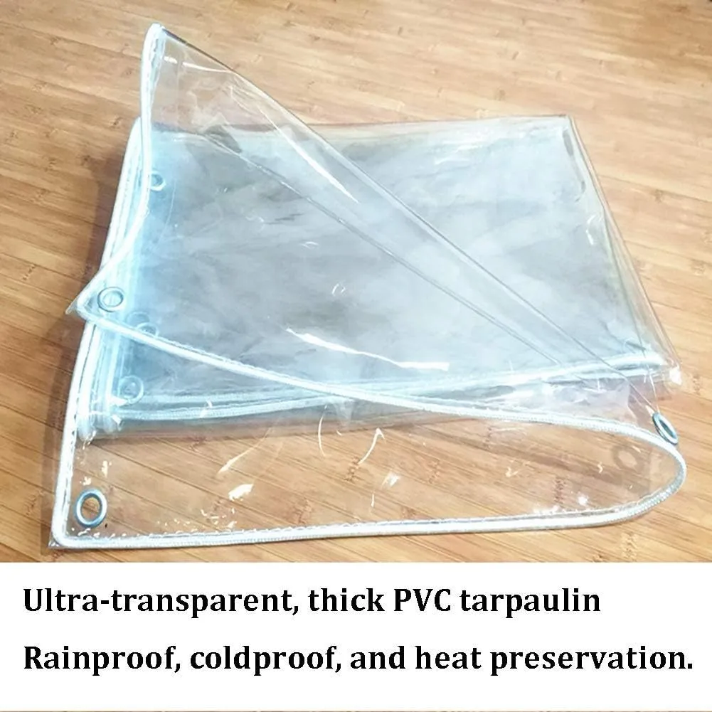 LXB Outdoor Multipurpose Tarpaulin-Tarpaulin Heavy-Duty Clear Trap Thicken 19.7 Mil/0.5Mm, PVC Transparent Waterproof with Grommets, Cover Tent Shelter Camping,1X2M