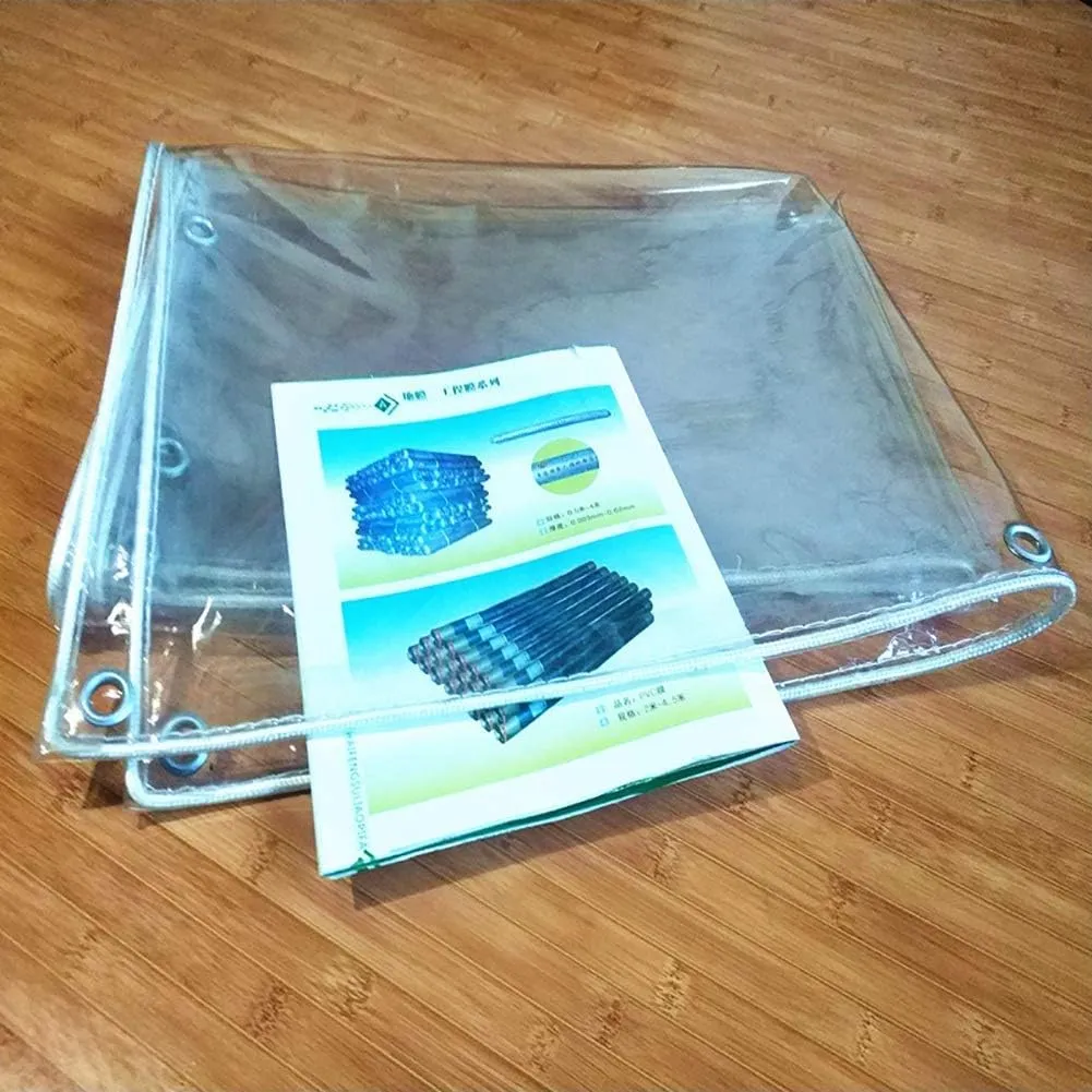LXB Outdoor Multipurpose Tarpaulin-Tarpaulin Heavy-Duty Clear Trap Thicken 19.7 Mil/0.5Mm, PVC Transparent Waterproof with Grommets, Cover Tent Shelter Camping,1X2M