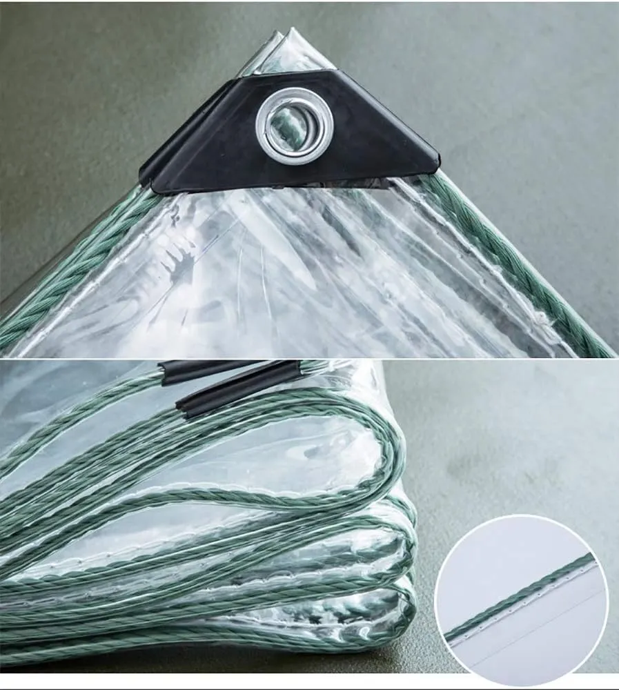 LXB Outdoor Multipurpose Tarpaulin-Tarpaulin Waterproof Transparent Heavy Duty Tarps Outdoor Ground Sheet Cover, Window Garden Canopy with Eyelets, 11-Mil,2Mx2M