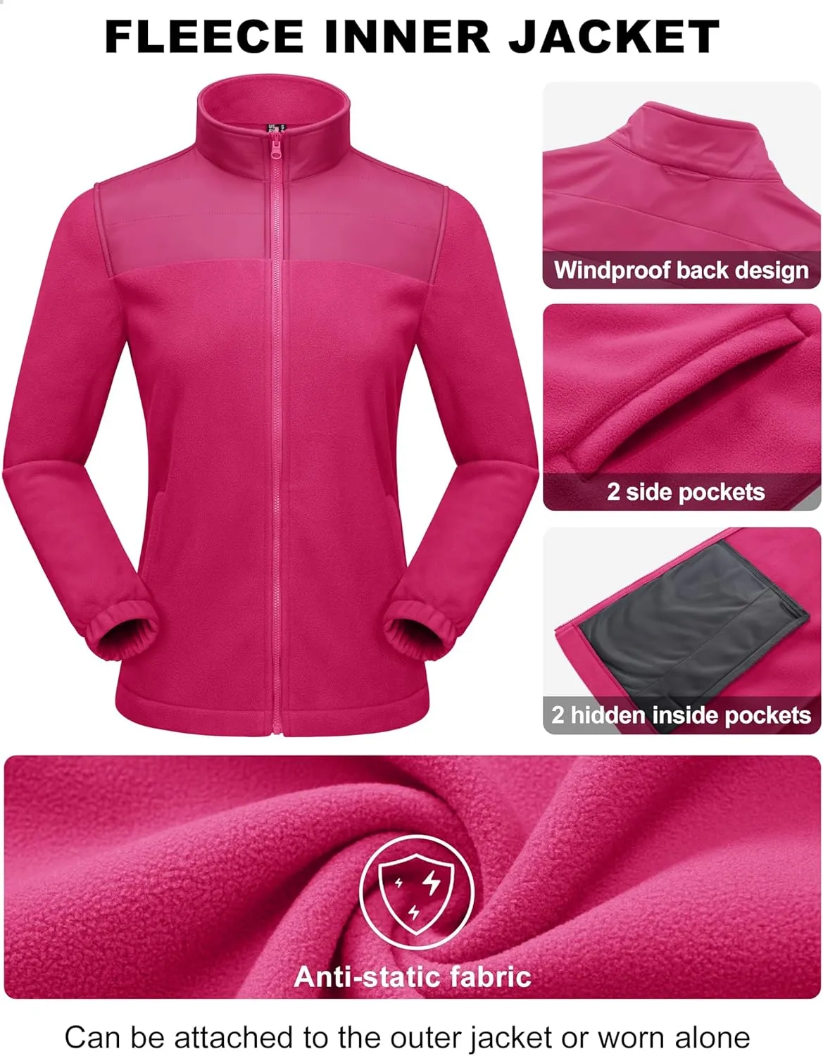 MAGCOMSEN Women's 3 in 1 Ski Jacket Water Resistant Winter Snow Coat Warm Fleece Lined Windproof Hiking Rain Outwear