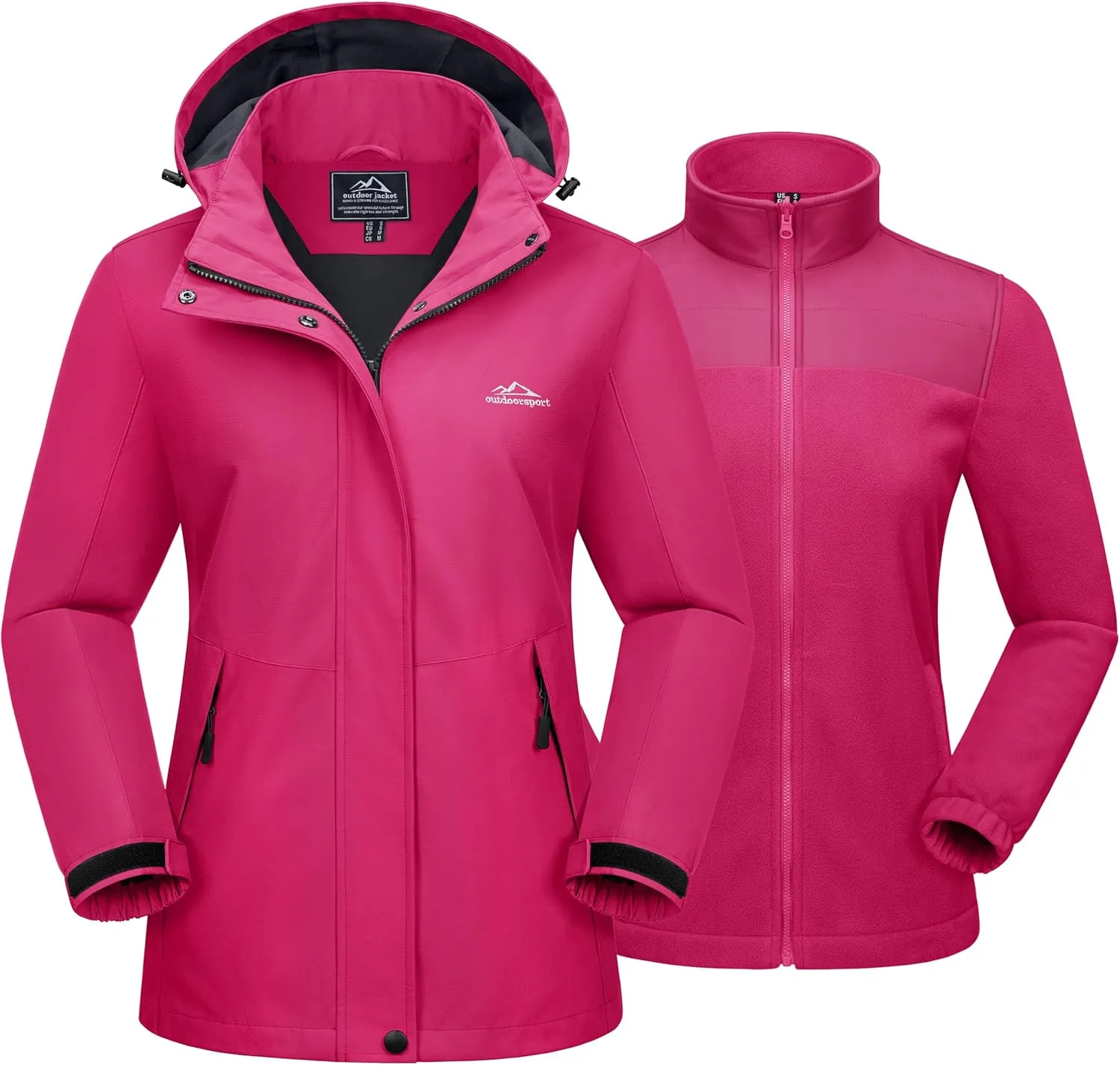 MAGCOMSEN Women's 3 in 1 Ski Jacket Water Resistant Winter Snow Coat Warm Fleece Lined Windproof Hiking Rain Outwear