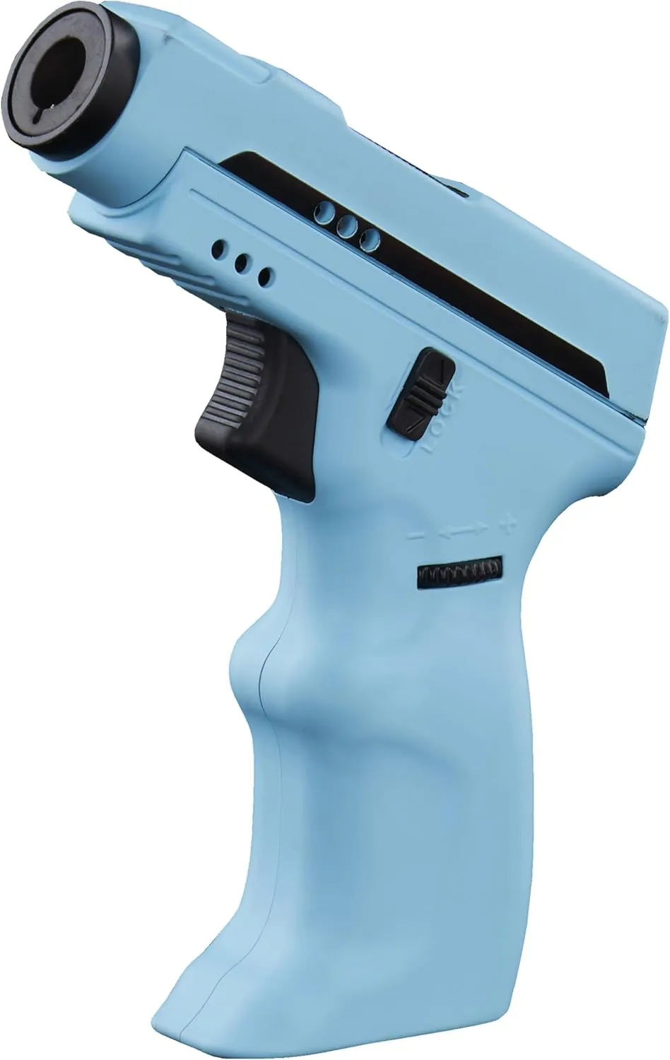Maven Model K2 Butane Refillable Torch Lighter, Single Jet Windproof Adjustable Flame, Outdoor & Indoor Use, Safety Lock (Butane Not Included) (Sky Blue)