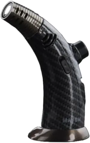 MAVEN TORCH-FIREHORN | Premium Handheld Angled Single Jet Flame Torch Lighter usable for Cooking Camping Butane Torch with Adjustable Flame and Safety Lock (CARBON FIBRE), 99-E136
