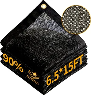 MEANCHEN 90% Shade Cloth, 6.5x15FT Sunblock Shade Cloth with Grommets for Garden Plants Shade Netting for Patio Greenhouse Vegetables, Heavy Duty Shade Mesh Tarp for Outdoor Sun Shade Cover Fabric