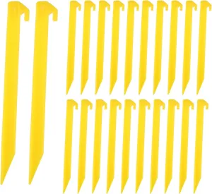 MECCANIXITY Tent Stakes Plastic 30cm/12 Inch Lightweight Ground Pegs with Hook for Outdoor Beach Camping Canopy Tarp, Yellow 24Pcs