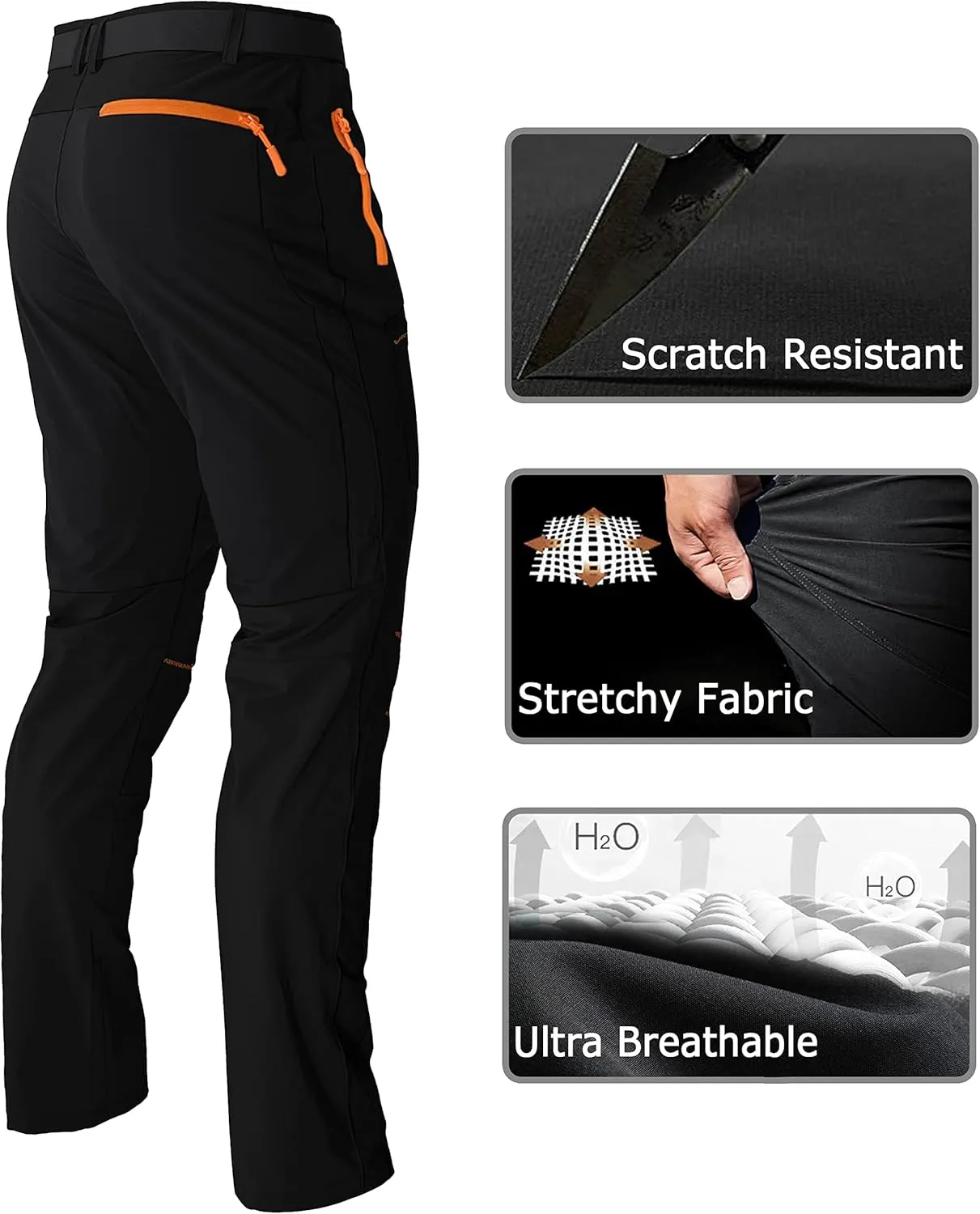 Mens Stretch Work Hiking Pants Quick Dry Lightweight Waterproof Outdoor Travel Climbing Fishing Pants