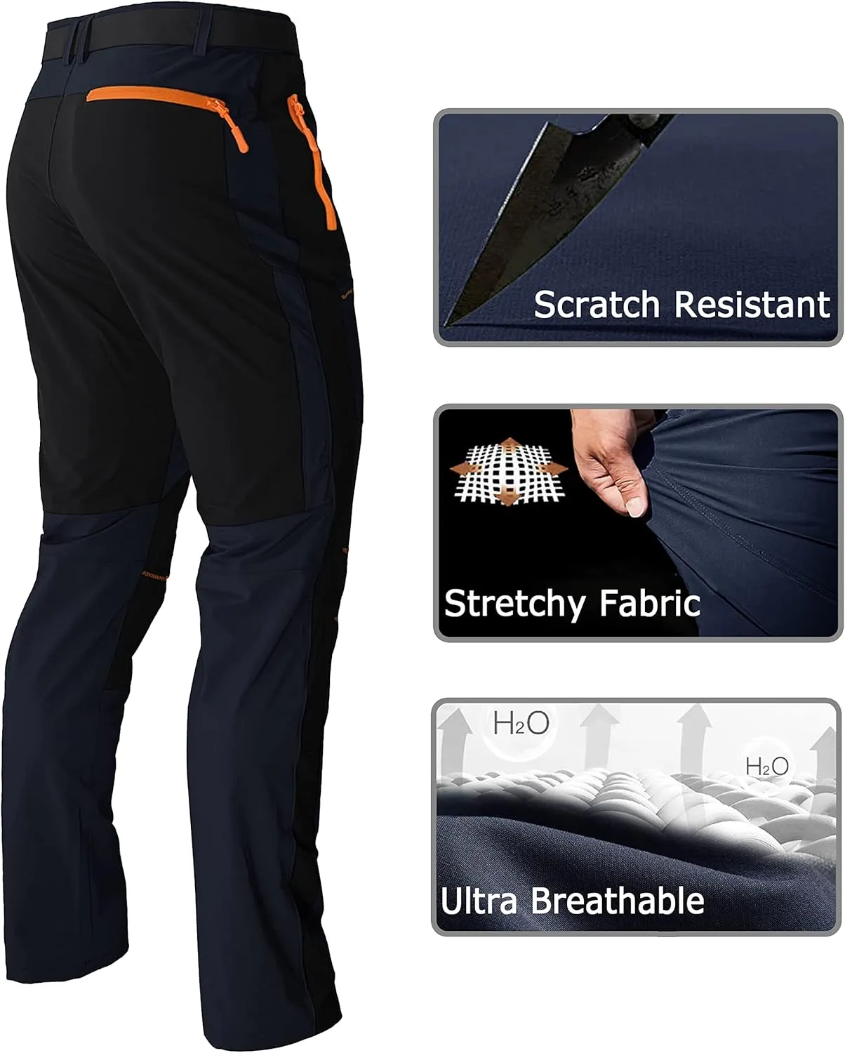 Mens Stretch Work Hiking Pants Quick Dry Lightweight Waterproof Outdoor Travel Climbing Fishing Pants