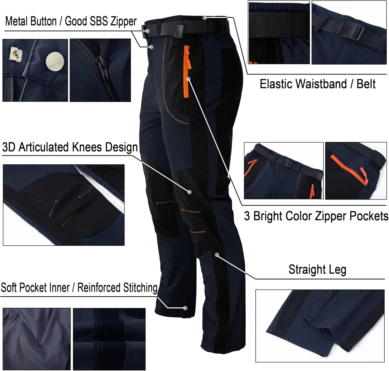 Mens Stretch Work Hiking Pants Quick Dry Lightweight Waterproof Outdoor Travel Climbing Fishing Pants