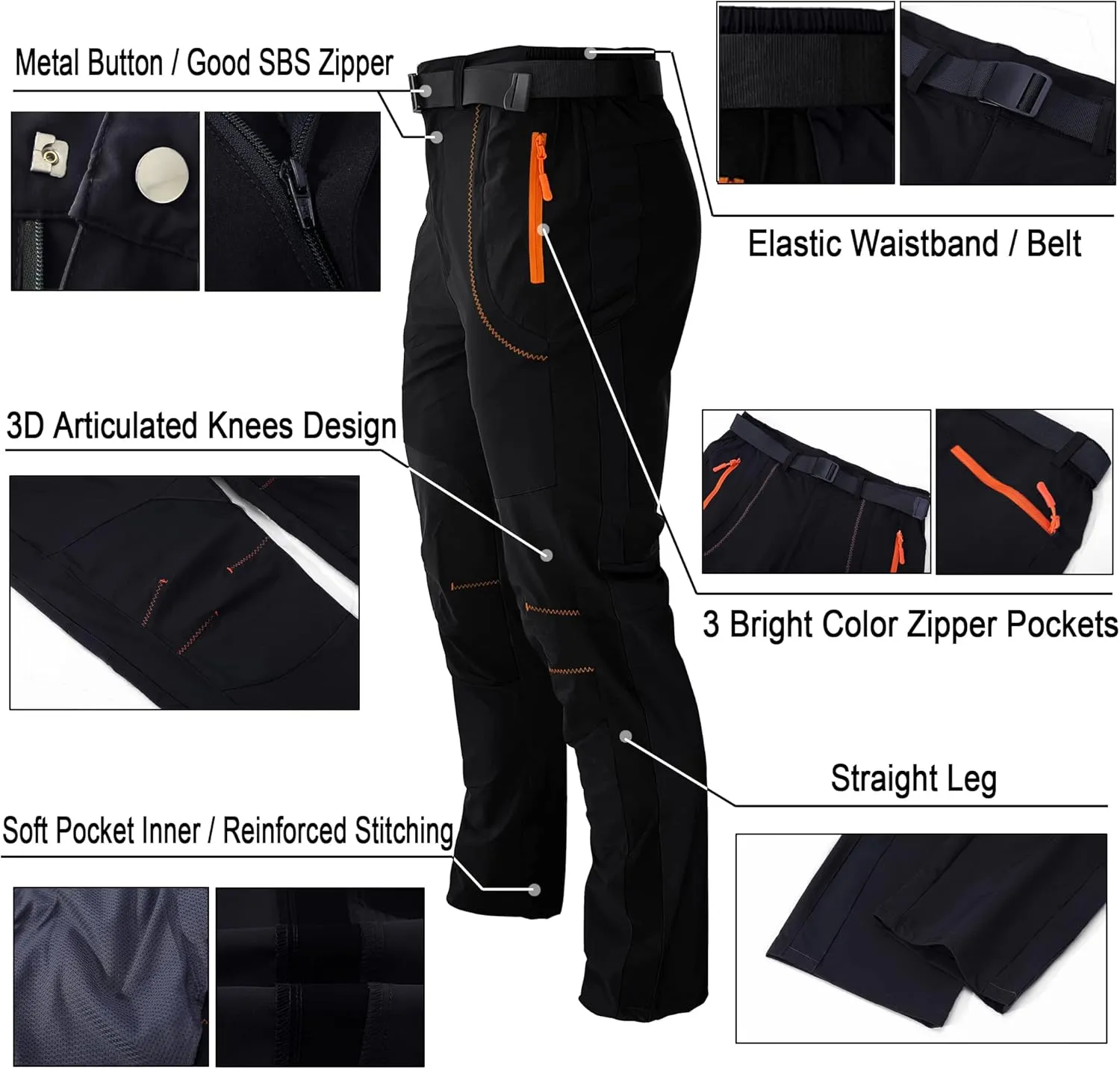 Mens Stretch Work Hiking Pants Quick Dry Lightweight Waterproof Outdoor Travel Climbing Fishing Pants
